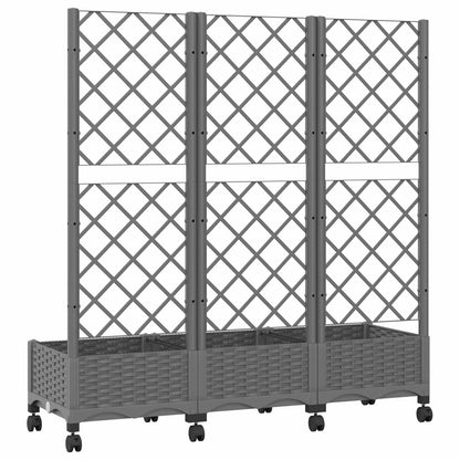Garden Planter with Trellis&Wheels Light Grey PP