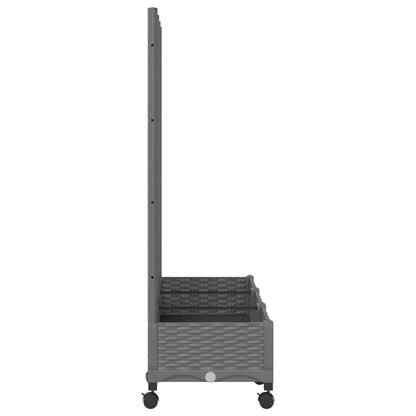 Garden Planter with Trellis&Wheels Light Grey PP