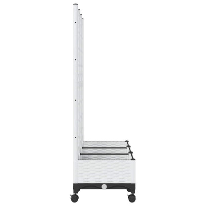 Garden Planter with Trellis&Wheels White 120 x 40 x 131.5 cm PP
