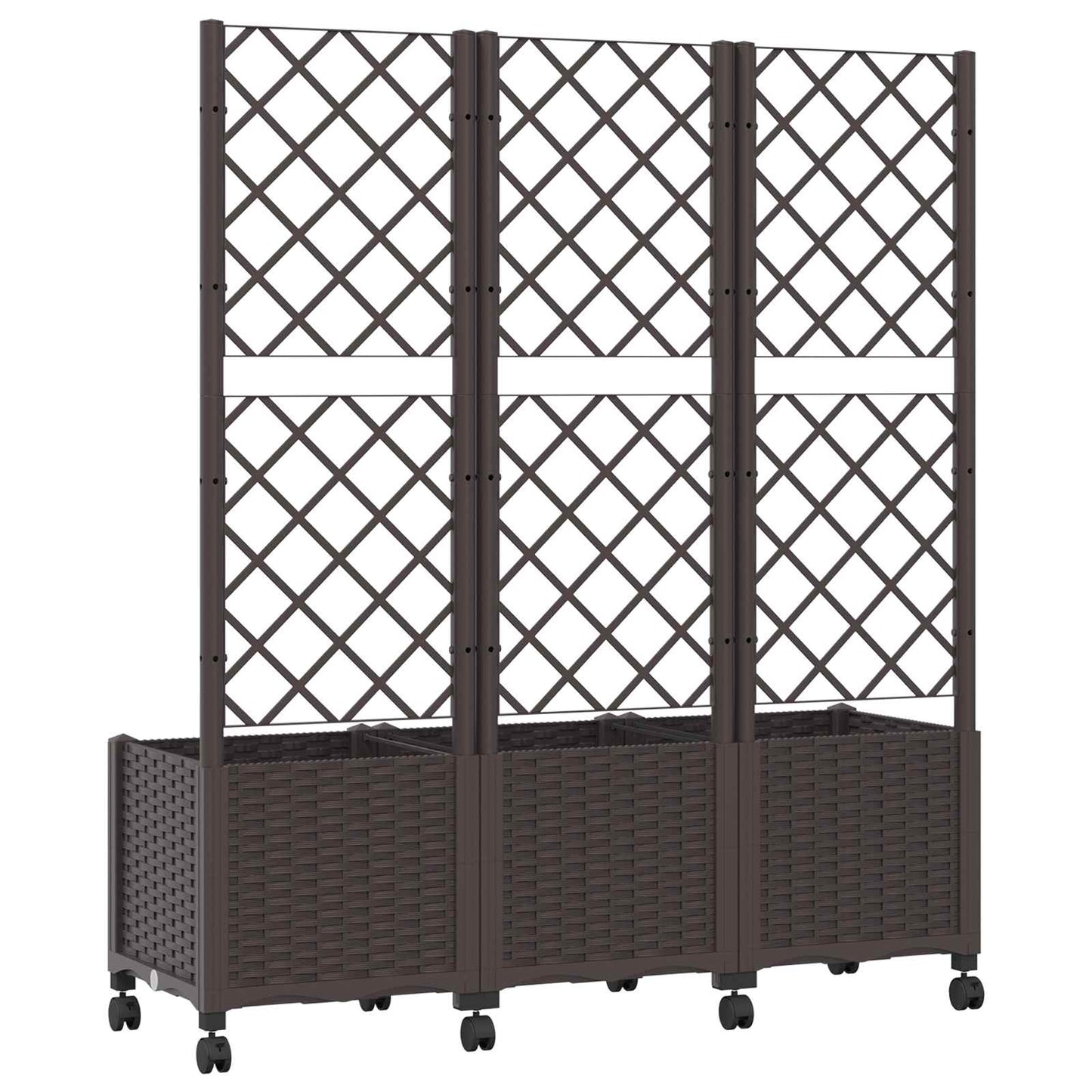 Garden Planter with Trellis&Wheels Brown 120 x 40 x 146 cm PP