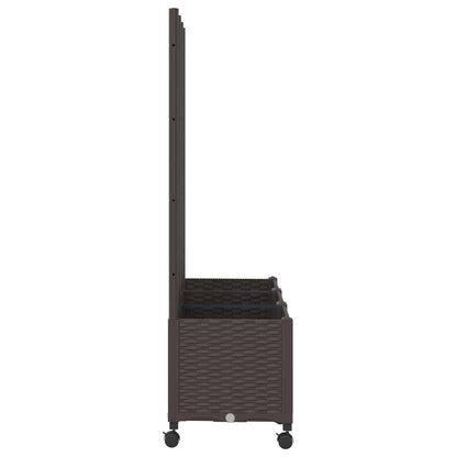 Garden Planter with Trellis&Wheels Brown 120 x 40 x 146 cm PP