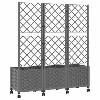 Garden Planter with Trellis&Wheels Light Grey 120 x 40 x 146 cm