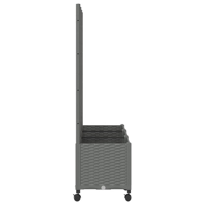Garden Planter with Trellis&Wheels Light Grey 120 x 40 x 146 cm