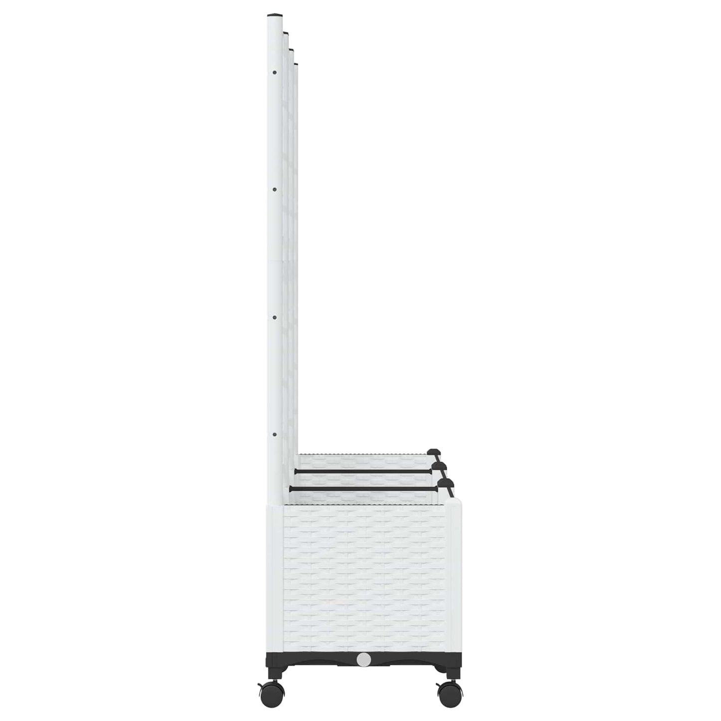 Garden Planter with Trellis&Wheels White 120 x 40 x 146 cm PP
