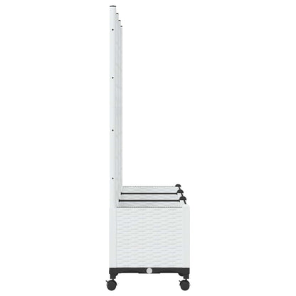 Garden Planter with Trellis&Wheels White 120 x 40 x 146 cm PP