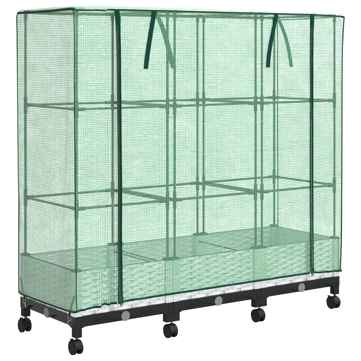 Garden Planter with Greenhouse Cover&Wheels 3 pcs White PP