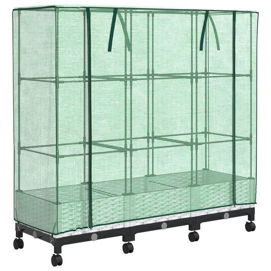 Garden Planter with Greenhouse Cover&Wheels 3 pcs White PP