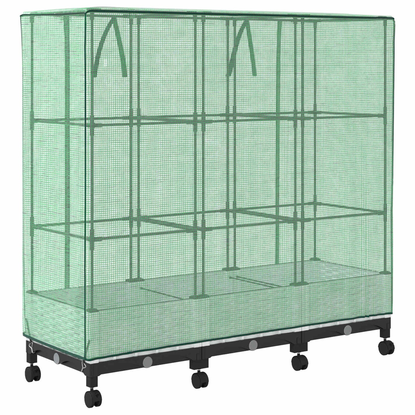 Garden Planter with Greenhouse Cover&Wheels 3 pcs White PP