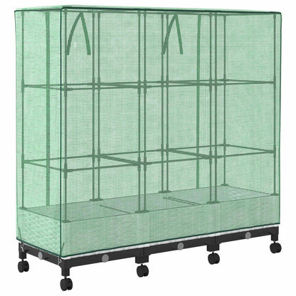 Garden Planter with Greenhouse Cover&Wheels 3 pcs White PP