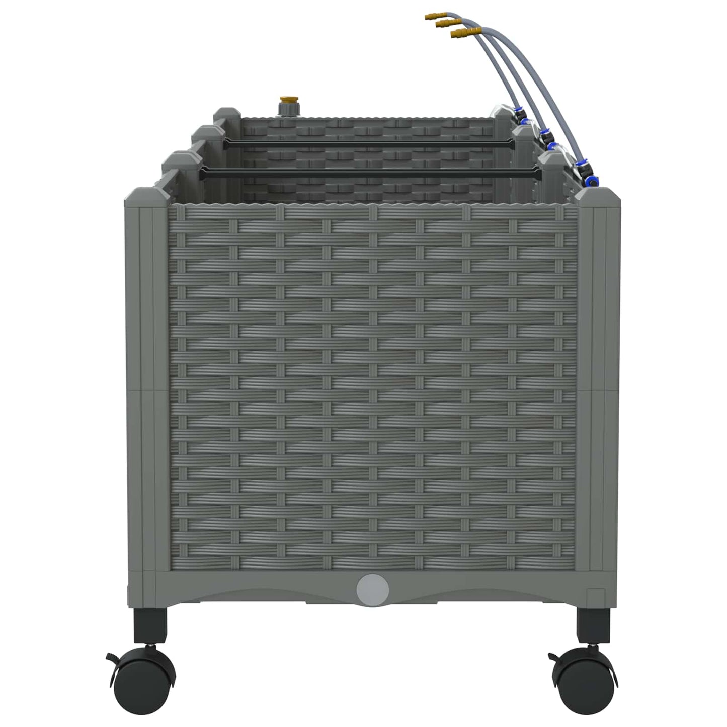 Garden Planter with Irrigation&Wheels 3 pcs Light Grey PP