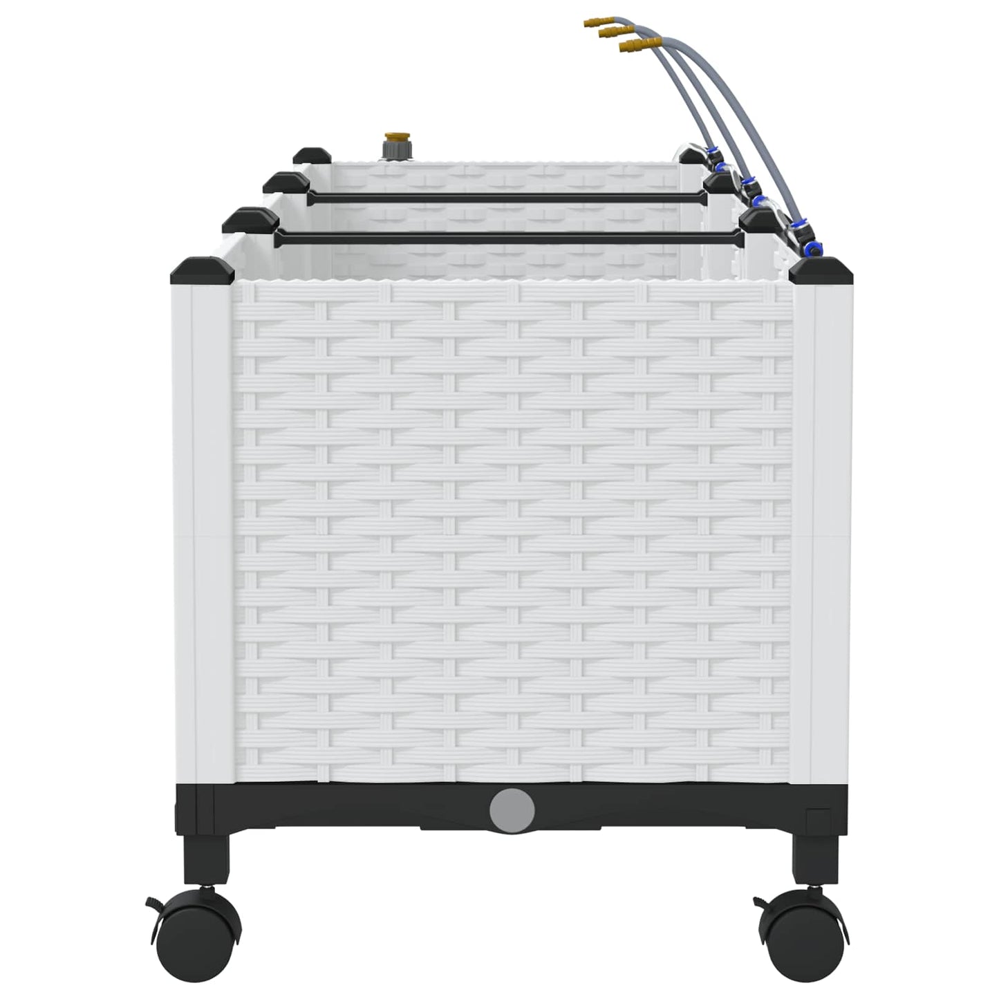 Garden Planter with Irrigation&Wheels 3 pcs White PP
