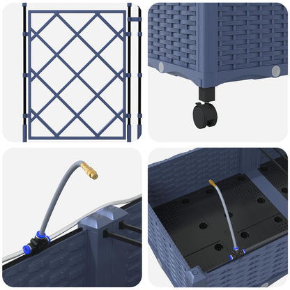 Garden Planter with Irrigation&Wheels 3 pcs Grey PP