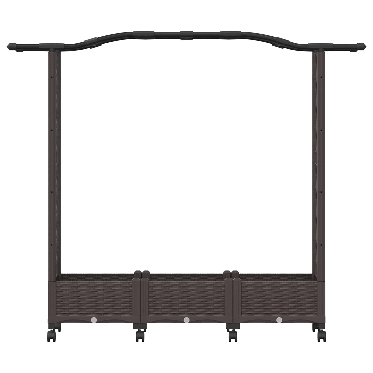 Raised Bed with Trellis and Wheels Brown 169 x 40 x 129 cm PP