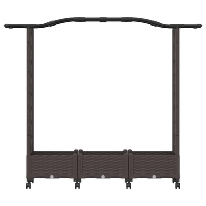 Raised Bed with Trellis and Wheels Brown 169 x 40 x 129 cm PP