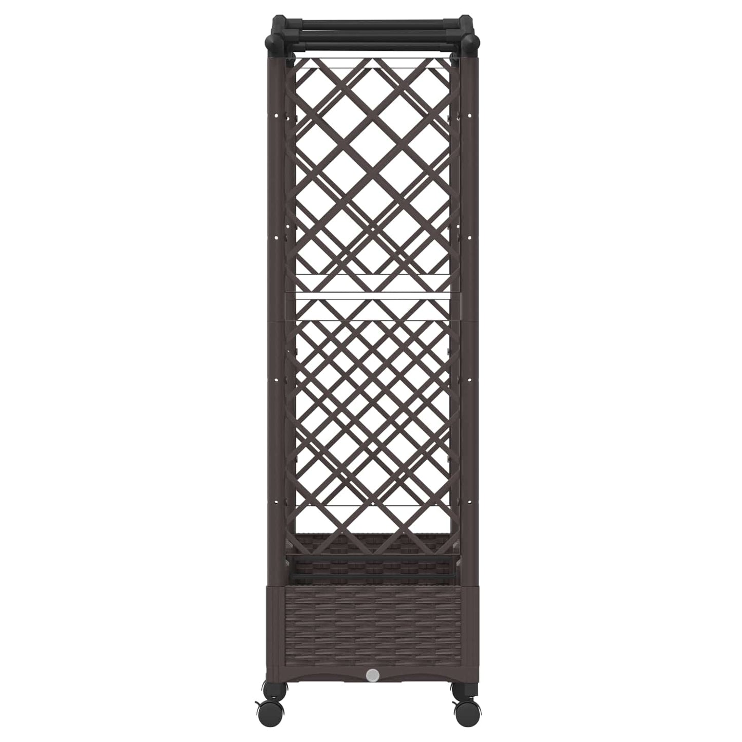 Raised Bed with Trellis and Wheels Brown 169 x 40 x 129 cm PP