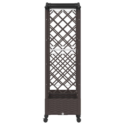 Raised Bed with Trellis and Wheels Brown 169 x 40 x 129 cm PP