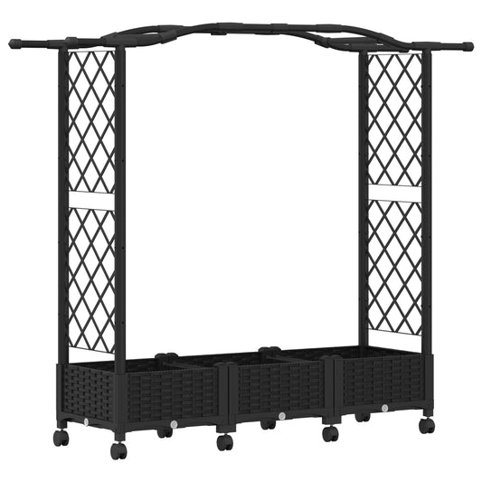 Raised Bed with Trellis and Roof Black 169 x 40 x 129 cm PP