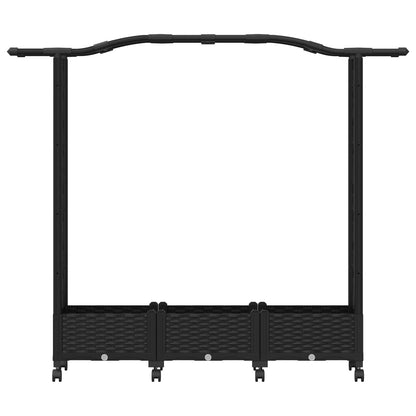 Raised Bed with Trellis and Roof Black 169 x 40 x 129 cm PP