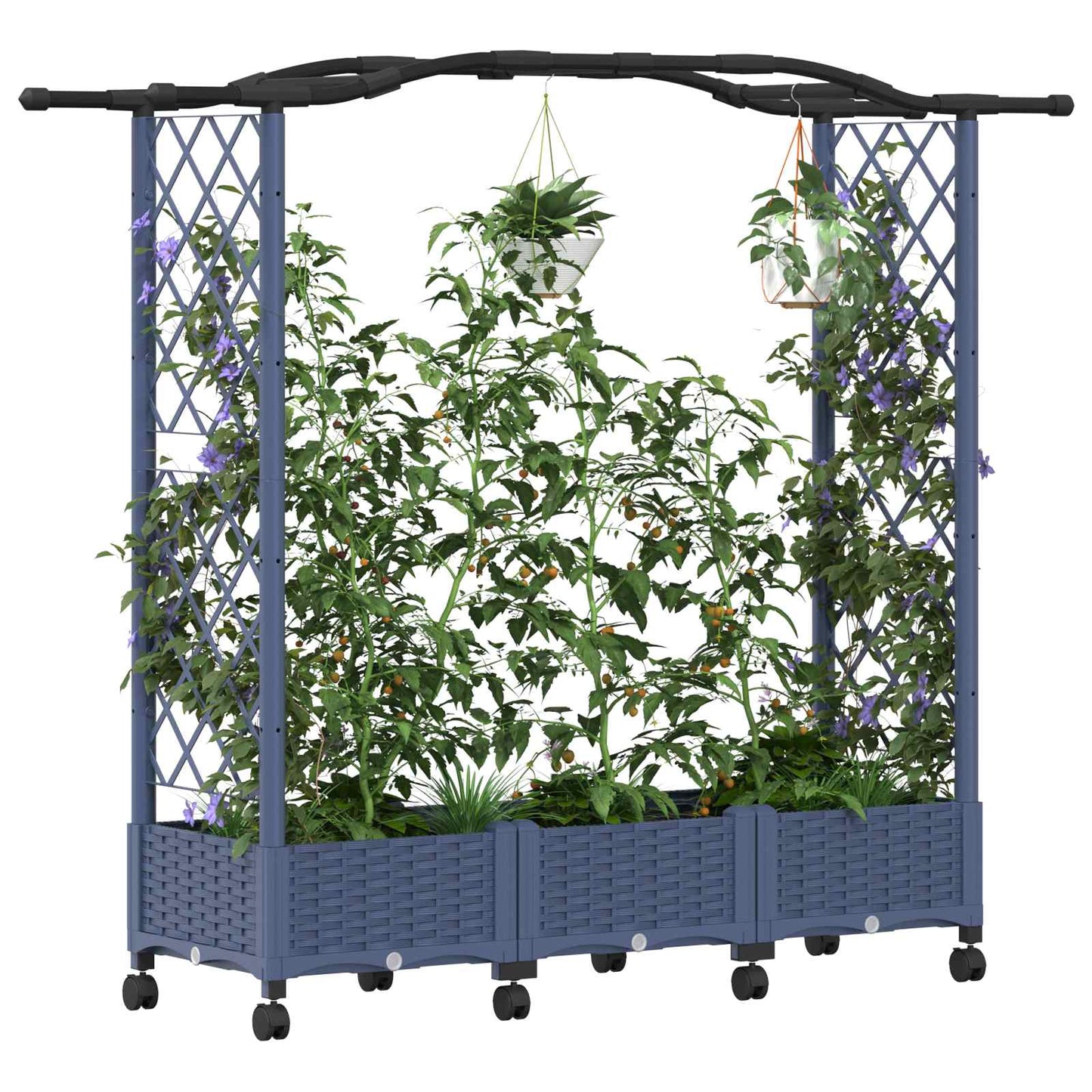 Raised Bed with Trellis and Roof Grey 169 x 40 x 129 cm PP