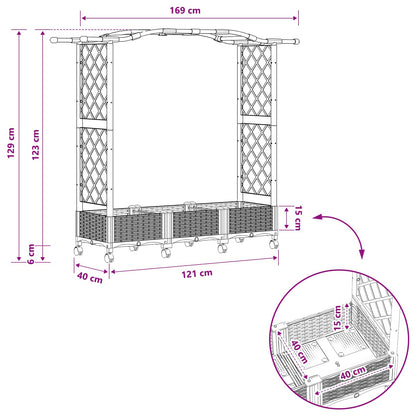 Raised Bed with Trellis and Roof Grey 169 x 40 x 129 cm PP