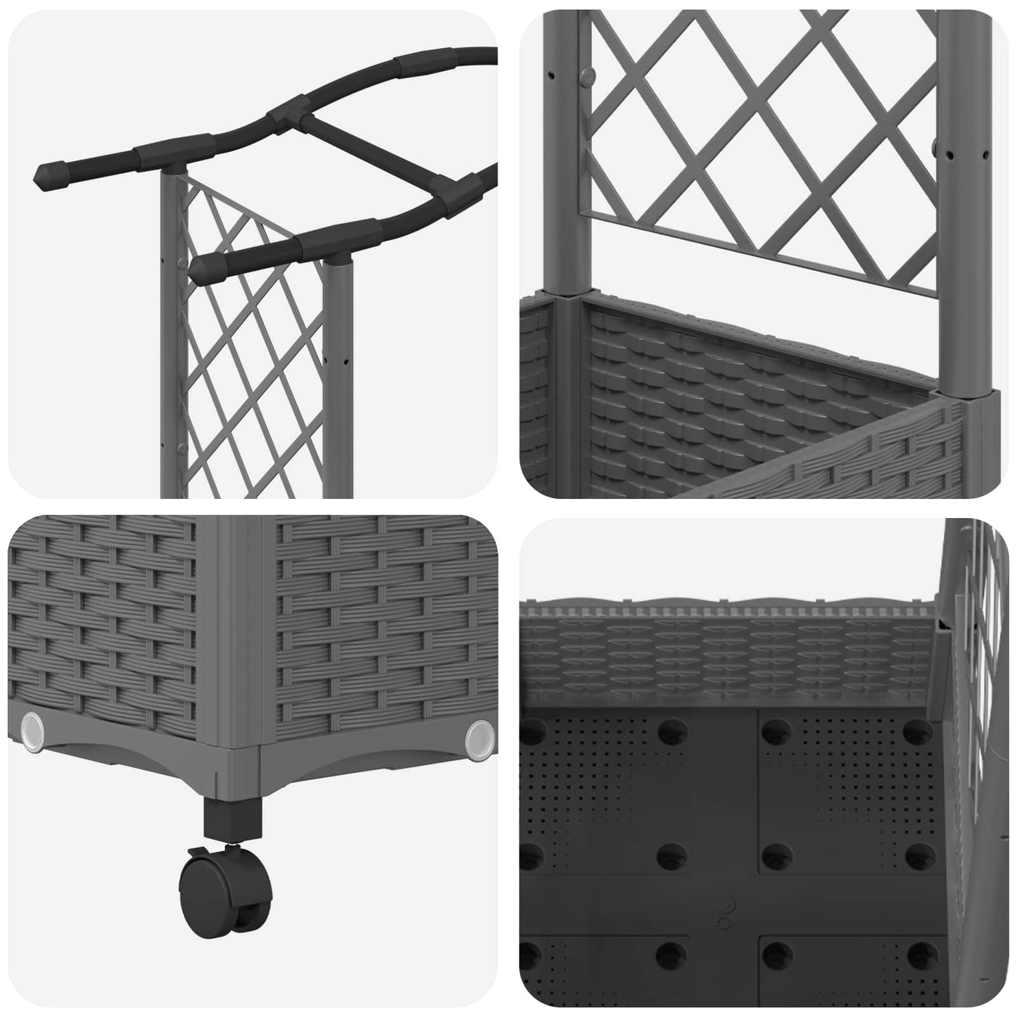 Raised Bed with Trellis and Roof Light Grey 169 x 40 x 129 cm