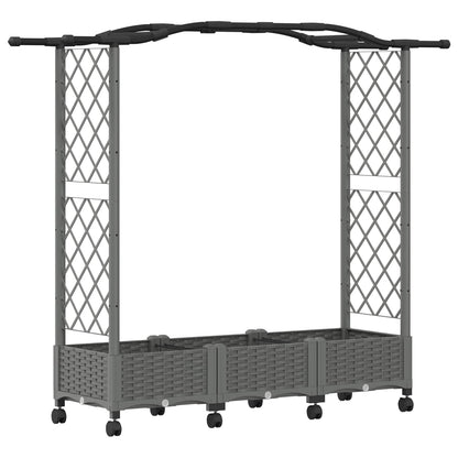 Raised Bed with Trellis and Roof Light Grey 169 x 40 x 129 cm