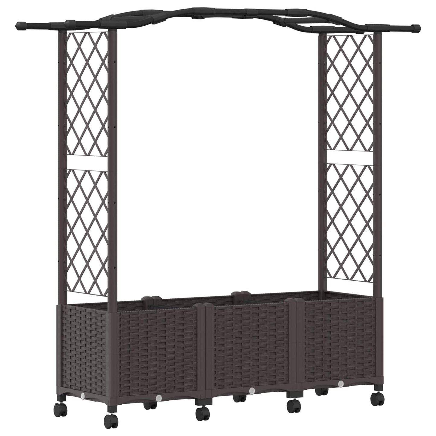 Raised Bed with Trellis and Roof Brown 164 x 40 x 144 cm PP