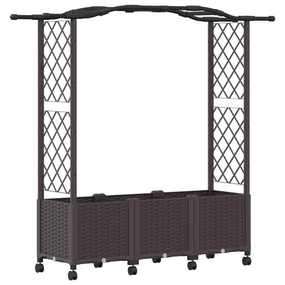 Raised Bed with Trellis and Roof Brown 164 x 40 x 144 cm PP