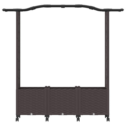 Raised Bed with Trellis and Roof Brown 164 x 40 x 144 cm PP