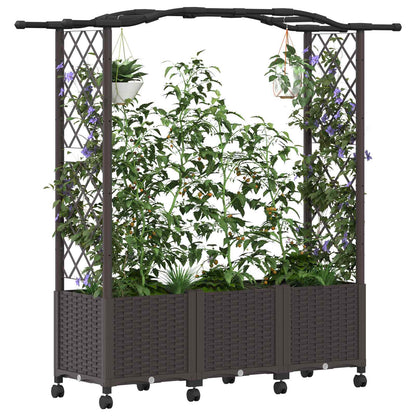 Raised Bed with Trellis and Roof Brown 164 x 40 x 144 cm PP