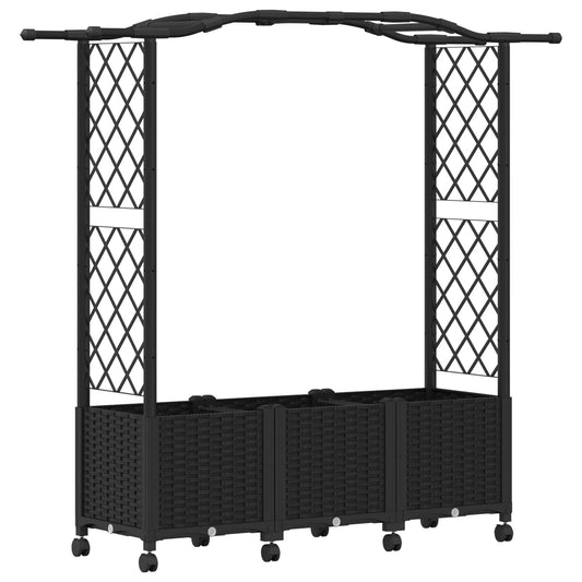 Raised Bed with Trellis and Roof Black 164 x 40 x 144 cm PP
