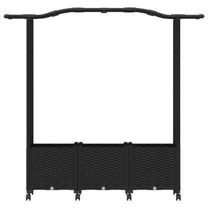 Raised Bed with Trellis and Roof Black 164 x 40 x 144 cm PP