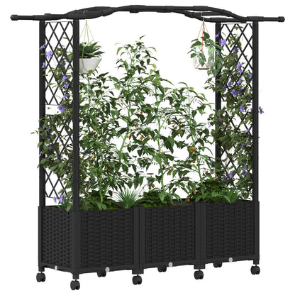 Raised Bed with Trellis and Roof Black 164 x 40 x 144 cm PP