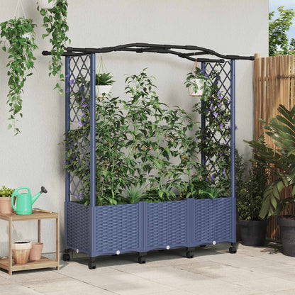 Raised Bed with Trellis and Roof Grey 164 x 40 x 144 cm PP