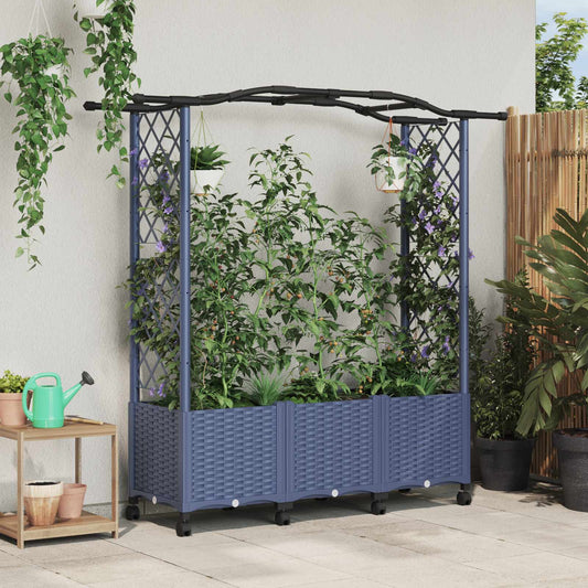 Raised Bed with Trellis and Roof Grey 164 x 40 x 144 cm PP