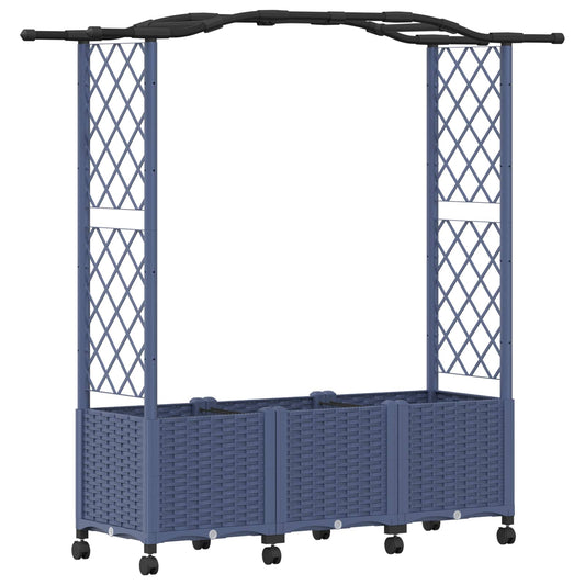 Raised Bed with Trellis and Roof Grey 164 x 40 x 144 cm PP