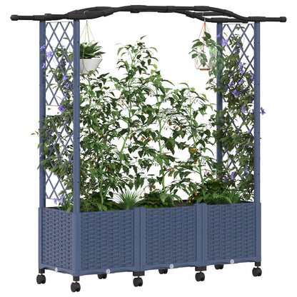 Raised Bed with Trellis and Roof Grey 164 x 40 x 144 cm PP