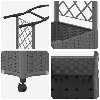 Raised Bed with Trellis and Roof Light Grey 164 x 40 x 144 cm
