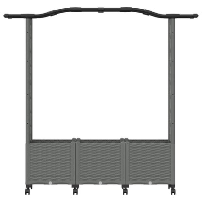 Raised Bed with Trellis and Roof Light Grey 164 x 40 x 144 cm