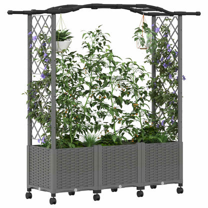 Raised Bed with Trellis and Roof Light Grey 164 x 40 x 144 cm