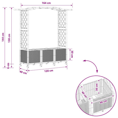 Raised Bed with Trellis and Roof Light Grey 164 x 40 x 144 cm
