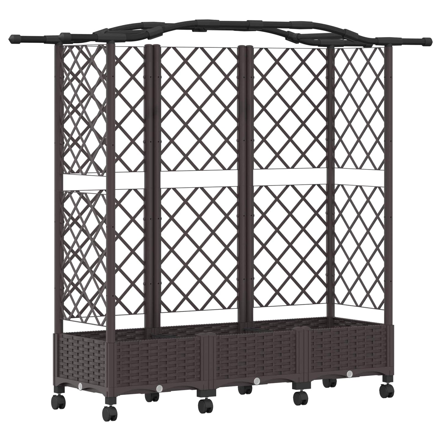 Raised Bed with Trellis and Roof Brown 163 x 40 x 129 cm PP