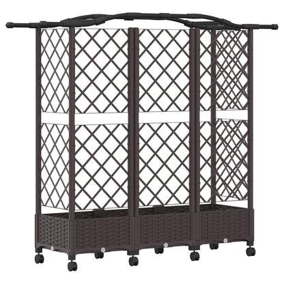 Raised Bed with Trellis and Roof Brown 163 x 40 x 129 cm PP