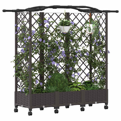 Raised Bed with Trellis and Roof Brown 163 x 40 x 129 cm PP