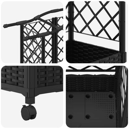 Raised Bed with Trellis and Roof Black 163 x 40 x 129 cm PP