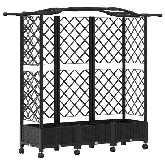 Raised Bed with Trellis and Roof Black 163 x 40 x 129 cm PP