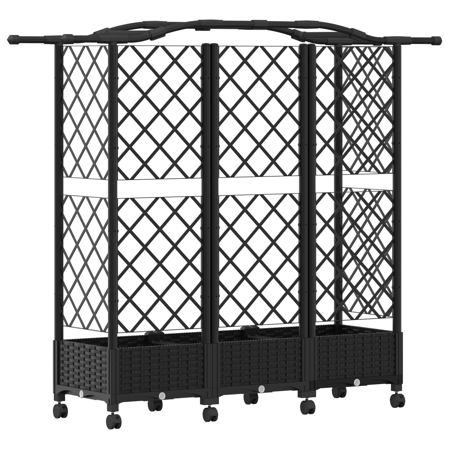 Raised Bed with Trellis and Roof Black 163 x 40 x 129 cm PP