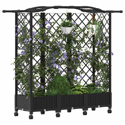 Raised Bed with Trellis and Roof Black 163 x 40 x 129 cm PP