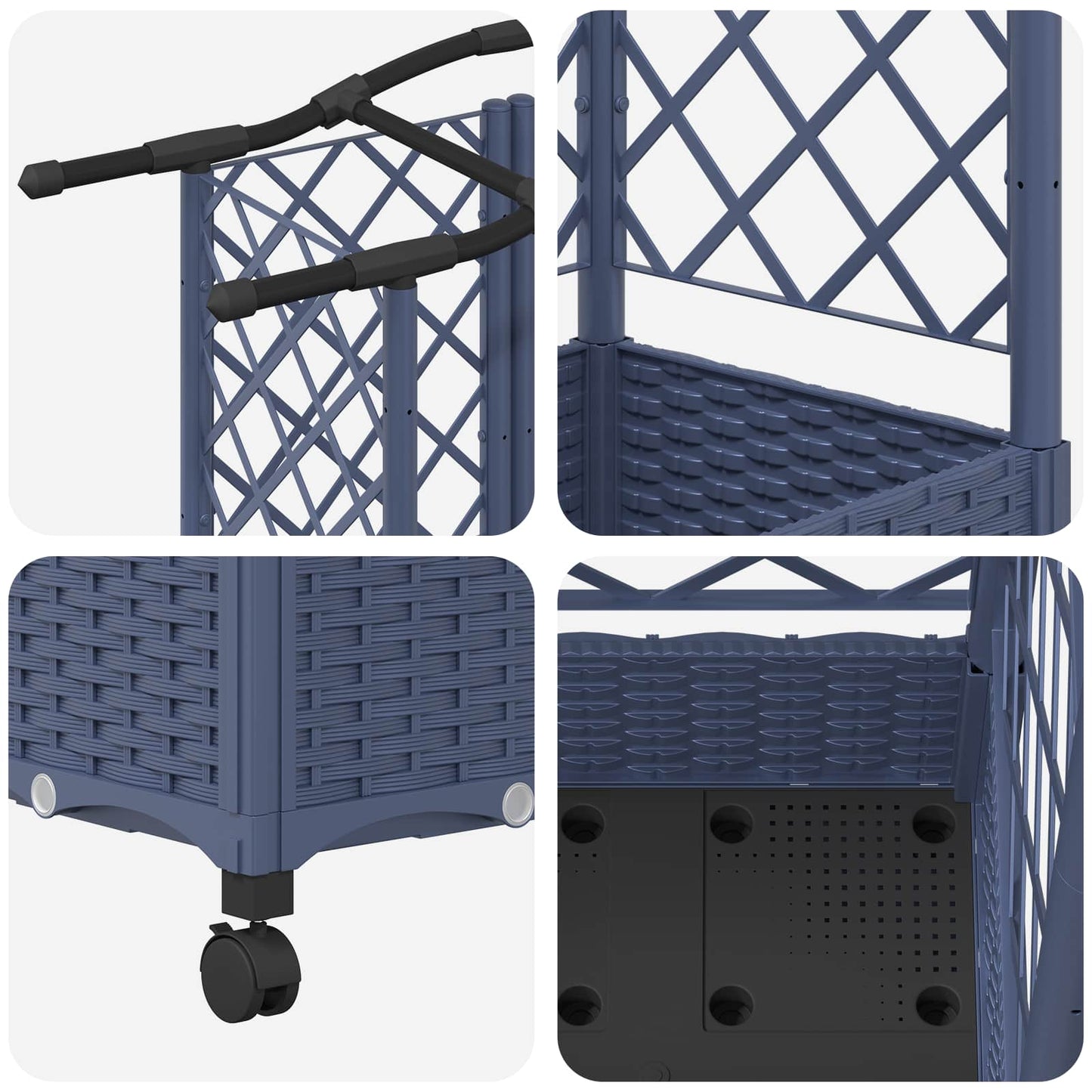 Raised Bed with Trellis and Roof Grey 163 x 40 x 129 cm PP