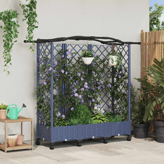 Raised Bed with Trellis and Roof Grey 163 x 40 x 129 cm PP